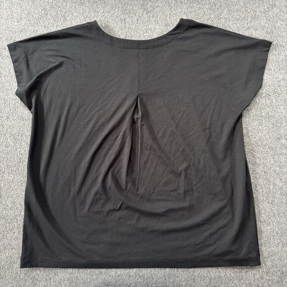 J. Jill Luxe Supima Black Pleat-Back V Neck Tee Womens Size Large - Picture 2 of 6